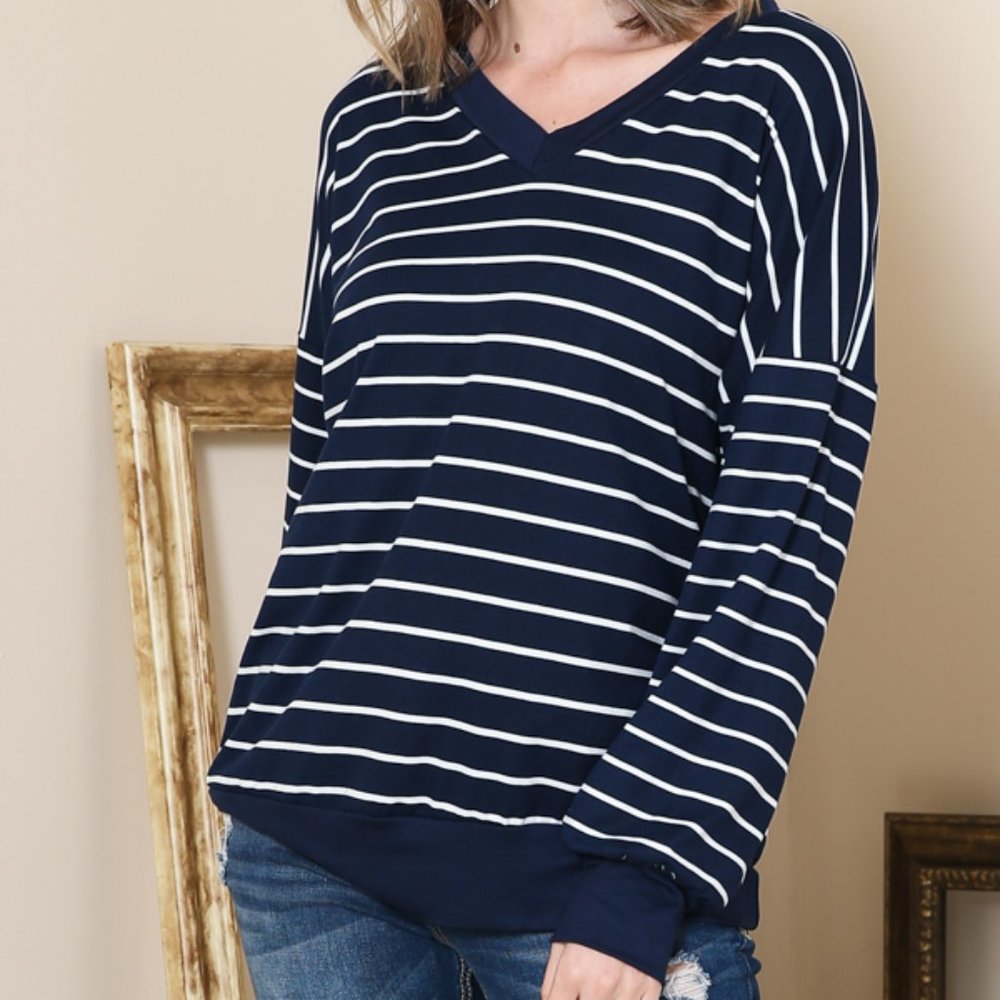 V-NECK STRIPE TUNIC